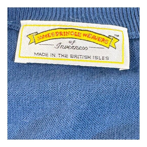 James Pringle Weavers Blue Sleeveless Vest Large 100% Pure Wool British Isles - Picture 2 of 7